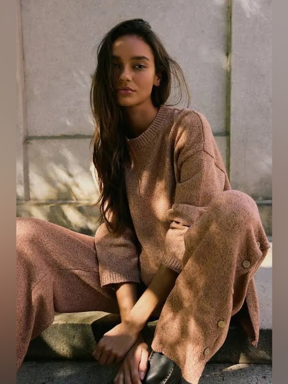 NWT FREE PEOPLE FREE-EST Button Up Sweater Set | Chutney Sand Combo MSRP $128